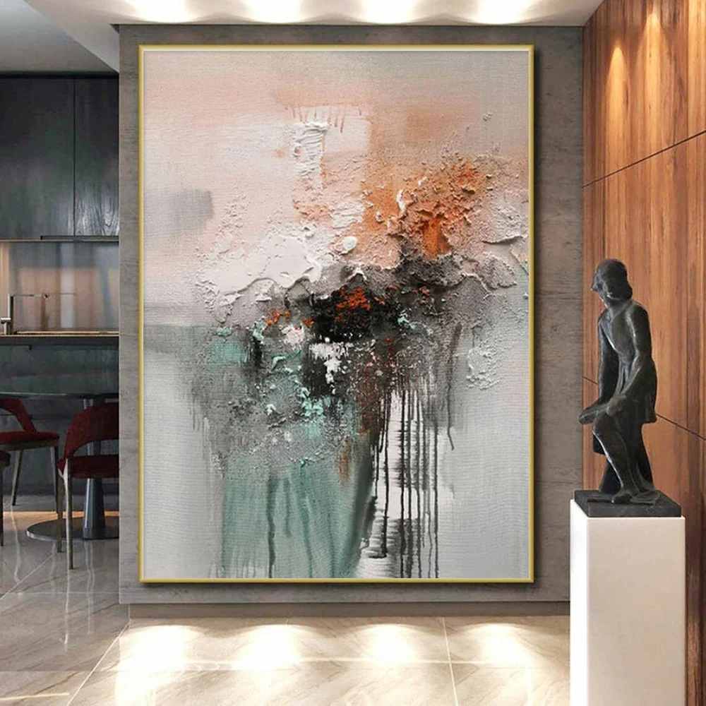 Abstract_Teal_Neutrals_Textured_Abstract_Artwork_7WQ2H wall art